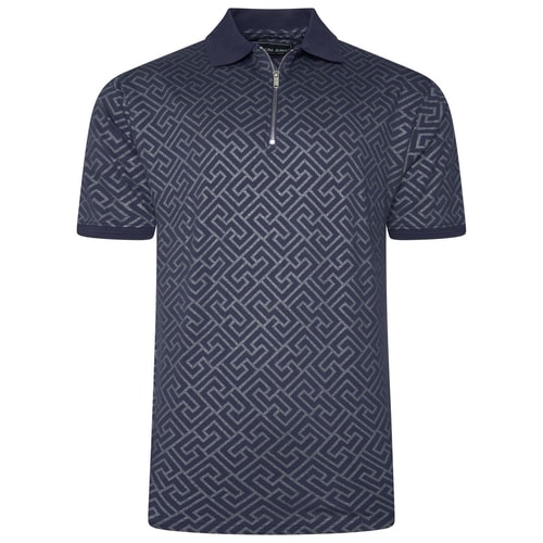 KAM Foil Print Polo Shirt Navy